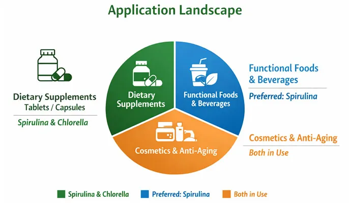 Application Landscape of spirulina and chlorella Application Landscape of spirulina and chlorella
